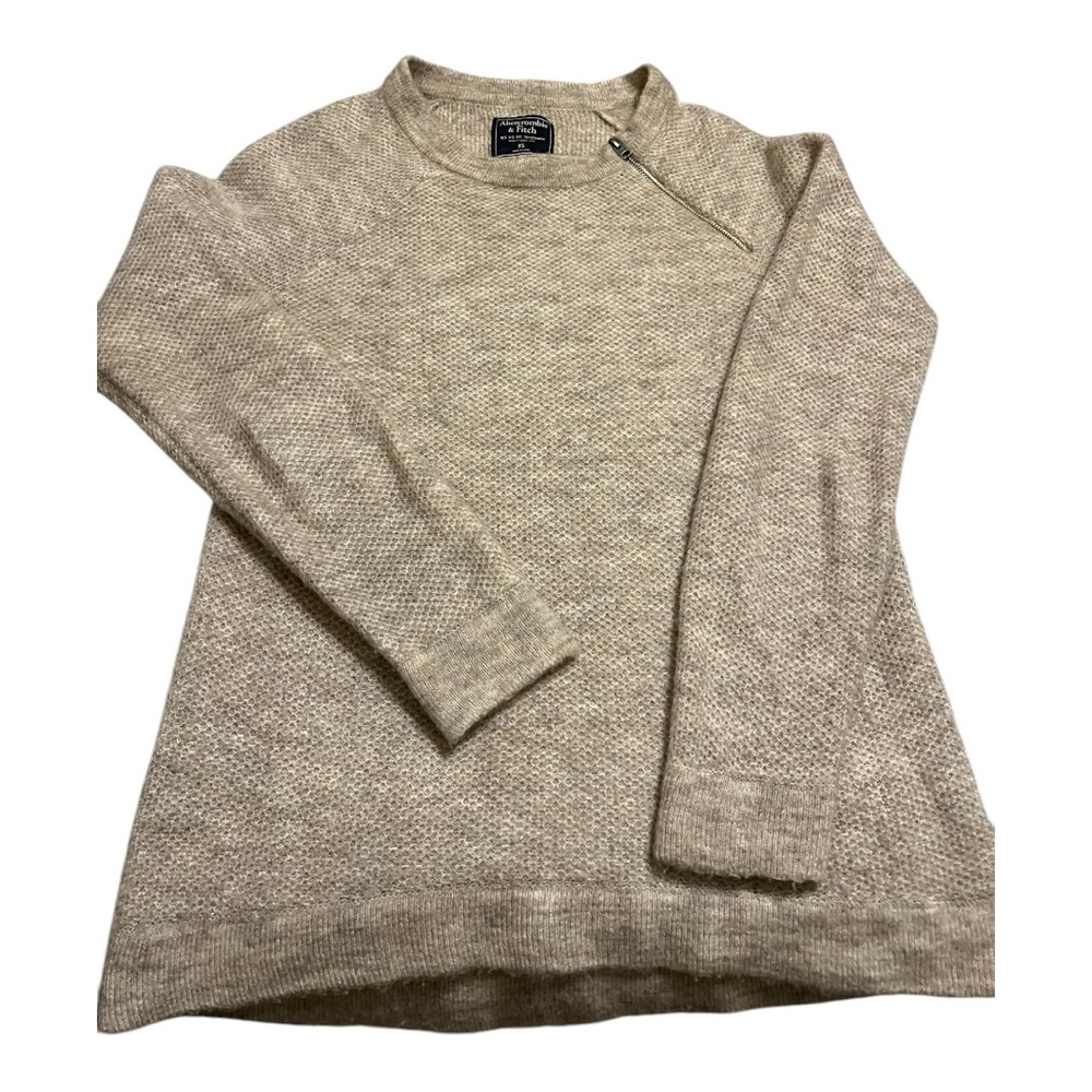 Abercrombie & Fitch Light Brown / Beige Sweater Shirt Top  with Zipper Detail XS